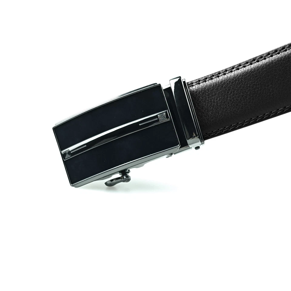 Cinturones de trinquete de cuero genuino para hombre con hebillas automáticas ajustables Foto 3 de 4