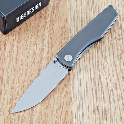 Big Idea Design Folding Knife 2.63'' Bohler M390 Steel Blade Gray Titanium Handle