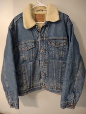 Levi  s Y2K Trucker Denim Blue Jacket Sherpa Lined Men  s Large 70520-0315 Vintage