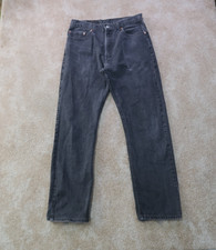 Vintage Levi's 505 Regular Fit Straight Leg Jeans Men's 34x32 32x32 Black Denim