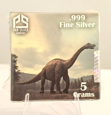 5 Gram .999 Fine Silver Brontosaurus by the Pan Silver Company. Sealed 108.61 per troy oz