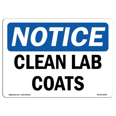 OSHA Notice Sign - Clean Lab Coats | Aluminum Sign | Protect Your Business, C...