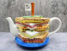 Tony Carter Keramik Sandwich Stapel Teekanne Tea Time Neuheit Design England - sehr guter Zustand