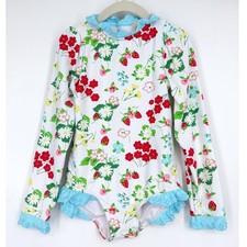 The Beaufort Bonnet Company Sarasota Surf Swimsuit Strawberry Floral Ruffle Sz 6