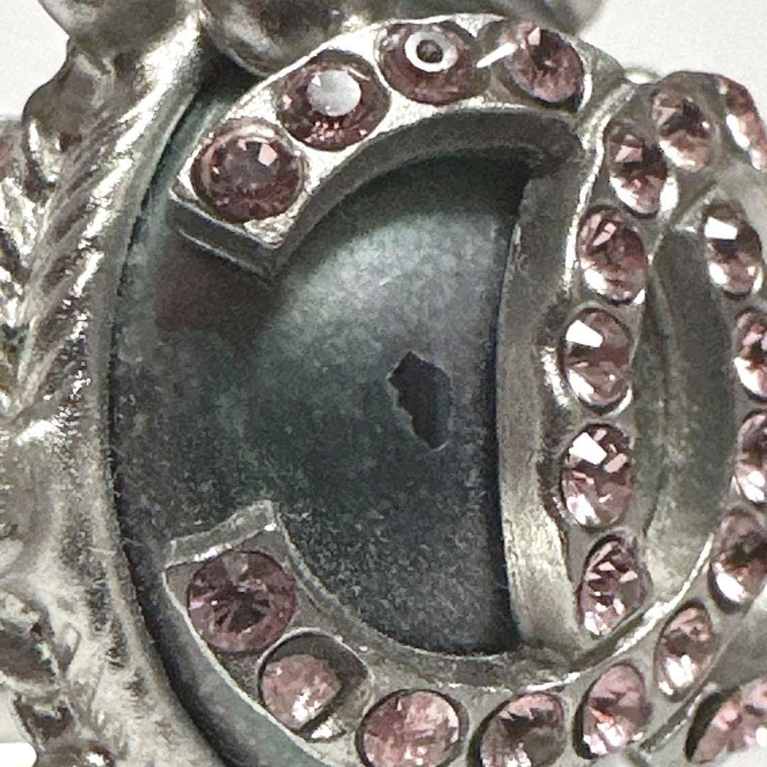 Auth CHANEL Ring Coco Mark Silver Metal Pink 13 Unisex Jewelry Vintage thumbnail 5