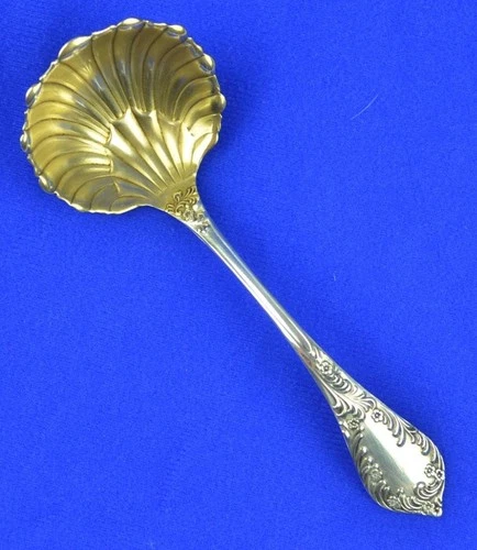TOWLE STERLING SILVER 1890 ALBANY PATTERN ORNATE CREAM LADLE-GOLD WASHED BOWL-5"