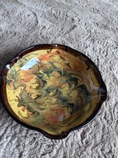 Yellow Spiral Design Splashy Dish ABS Pottery