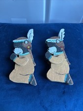 HAND CARVED  HAND PAINTED BEARS KNEELING IN INDIGENOUS STYLE LOCALLY HANDMADE