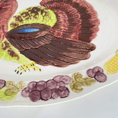 Vintage extra große Thanksgiving Truthahn Platte Tablett handbemalt Keramik Japan - Bild 4 von 10