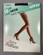 Gipsy Stockings Women's Black Large Nylon Satin Hold Ups