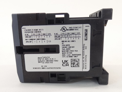 Siemens 3RT2015-1BB41 Contactor 7A 24VDC Sirius - NEW Surplus! - Picture 3 of 10