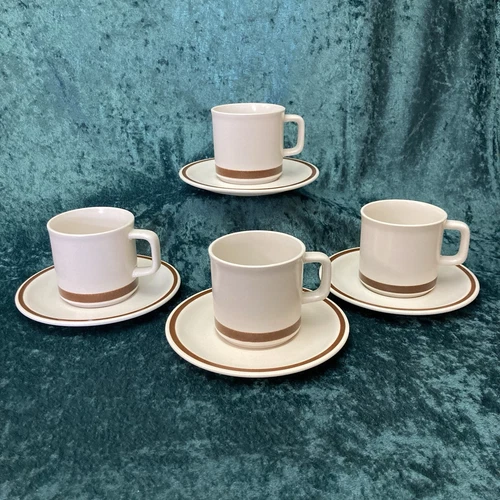 The Woodhaven Collection 3" Cup and 6" Saucer Coffee Mug Set-of-4 Japan Vintage