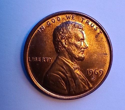 1969 S Lincoln Cent FS 101 Doubled Die Obverse Off Center Mint Strike Rd