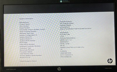 HP PROBOOK 4540S INTEL CORE I3-3110M 2.40GHZ no RAM NO HD Boot to