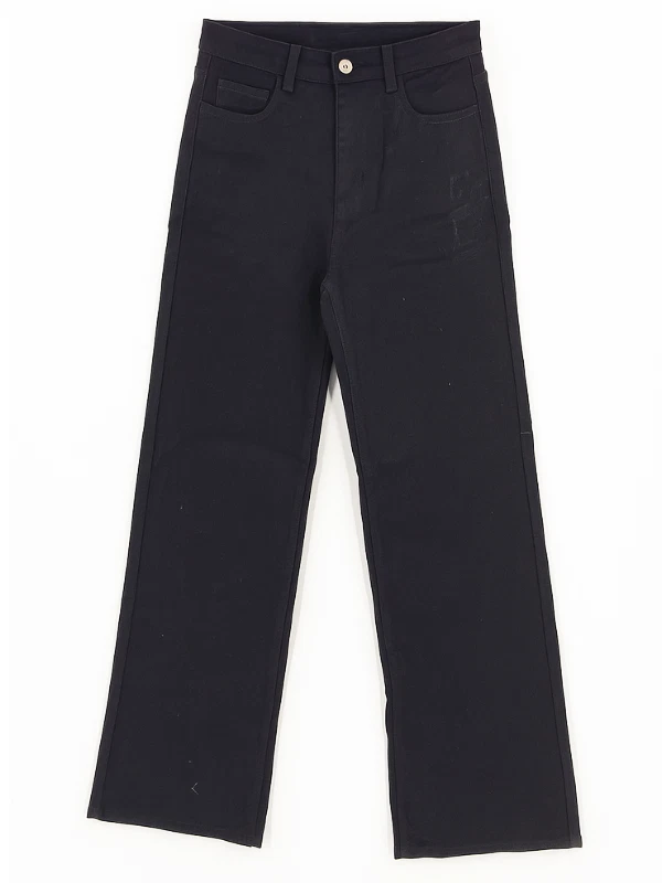 Womens High Waisted Straight Wide Leg Jeans Denim Pants - Image 2 of 4