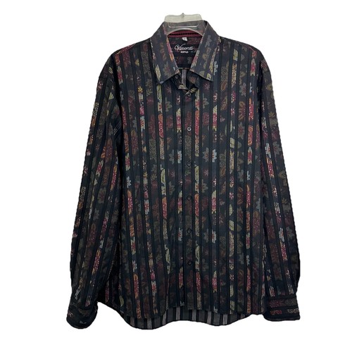 Visconti Uomo Camicia Uomo XL Nera Righe Infradito Polsino Manica Lunga Elegante Bella