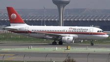 Airbus A-319 A319 Meridiana Mahogany Desktop Wood Airplane New Model Large 1/100