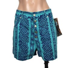VTG 90s Geometric Aztec High Waisted Femme Fatale Denim Shorts NWT Sz 11 Funky
