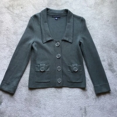 BANANA REPUBLIC BR Gilet Boutonné vert algue laine et soie XS Neuf - Photo 1/4