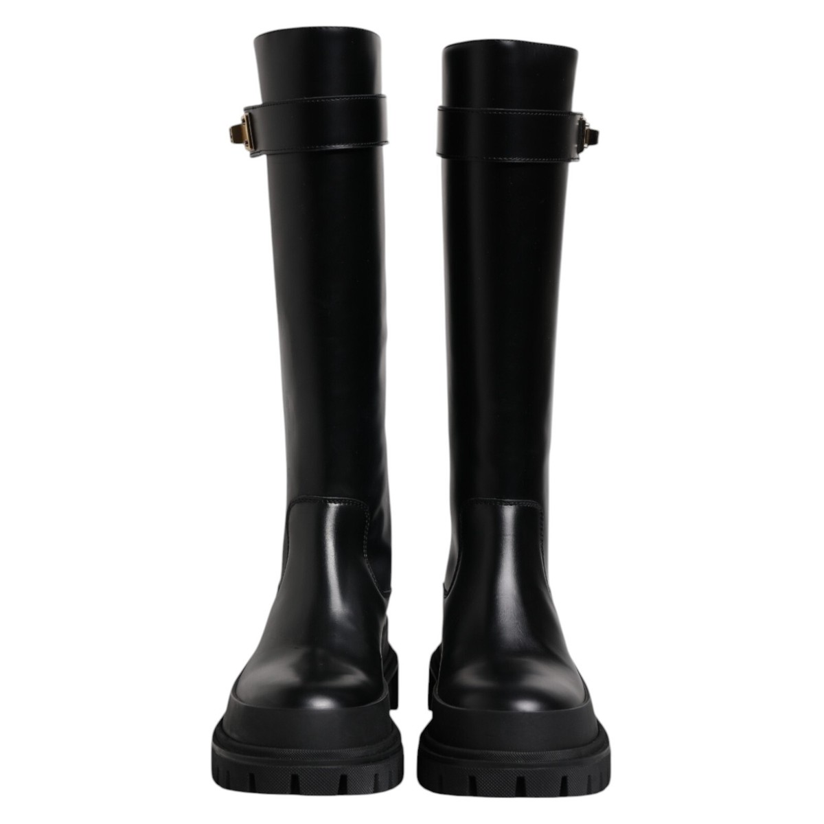 DOLCE&GABBANA ブーツ 黒 2007523F0067 DOLCE & GABBANA Shoes Black DG Logo Calf Leather High Boots