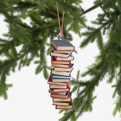 Books Christmas Ornament, Reading Book Ornament, Book Lovers Librarian Ornament