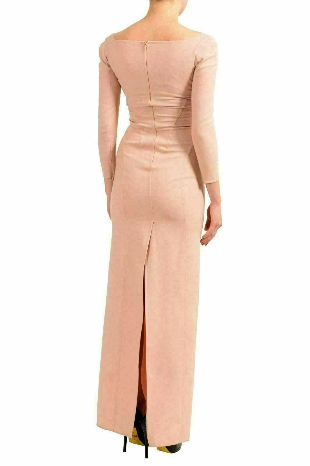 Maxi abito donna Dsquared2 lana rosa pesca manica a 3 4 US XS IT 38
