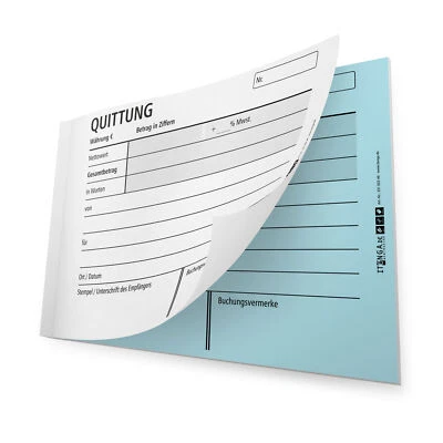itenga Quittungsblock selbstdurchschreibend DIN A6 2x25 Blatt weiß blau
