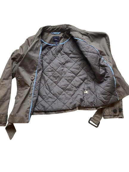 GAP Jacket Womens Medium Gray Double Breasted Nyl… - image 4