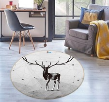 3D Brown Elk O1135 Game Rug Mat Round Elegant Photo Carpet Mat Eve 2023