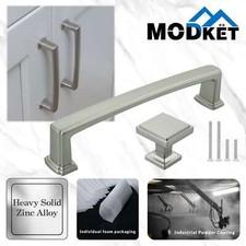 Solid Brushed Nickel Modern Cabinet Pulls Knobs Handles Kitchen Bathroom Drawer