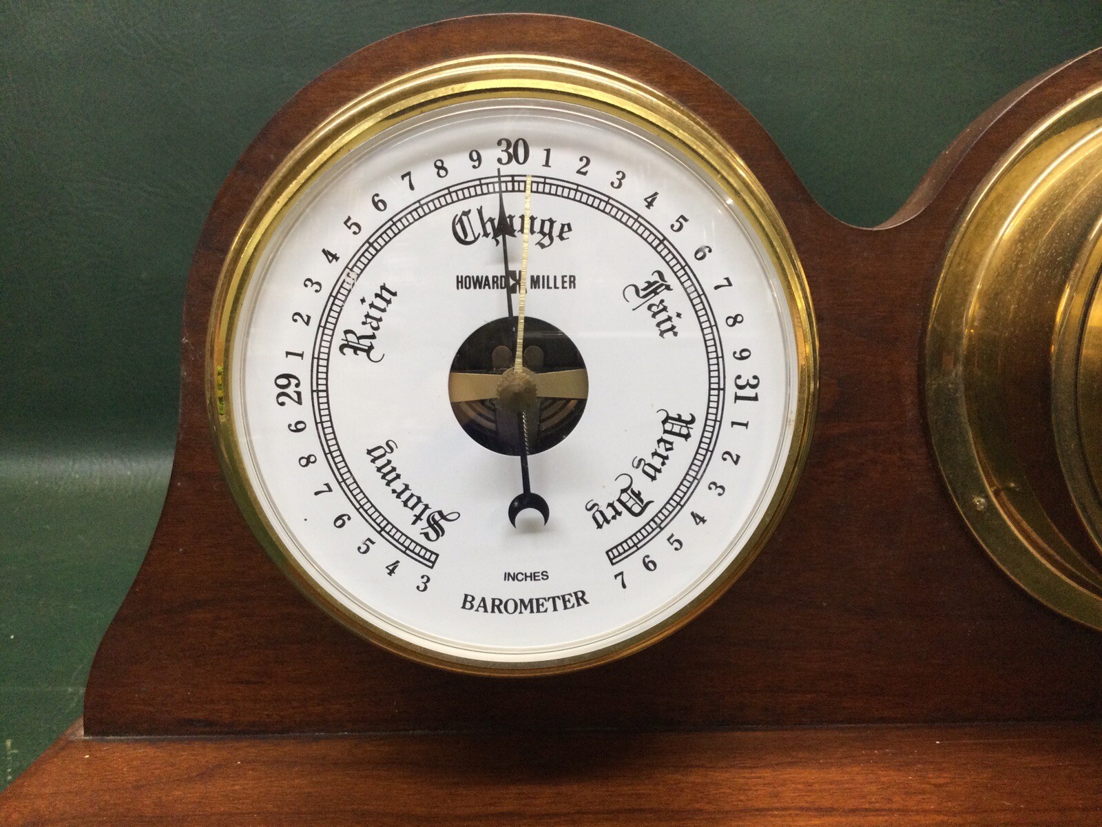 Vintage Howard Miller Barometer and Clock 613435 Brass & Wood eBay