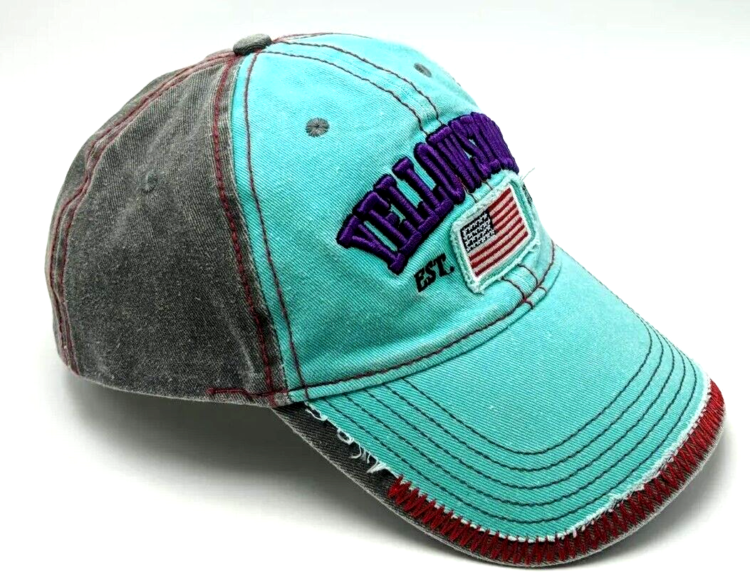 YELLOWSTONE NATIONAL PARK hat aqua gray adjustable cotton cap eBay