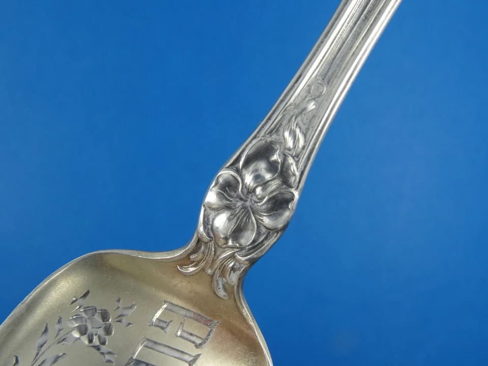 ART NOUVEAU R. WALLACE & Sons MFG. Cuchara de plata esterlina con patrón violeta Co. 1904 Foto 3 de 4