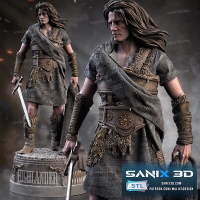 HIGHLANDER, FILMEN, 1/4-1/24, FIGUR, UNBEMALT, 3D-DRUCK, STATUE, SANIX3D, MFW