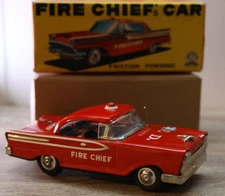 Fire Chief's Car S-1213 SSS International Vintage Tin Car Japan Friction RARE