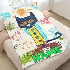 Custom Pete the Cat Blanket Gift, Kids Boys Girls Birthday Holiday Gift