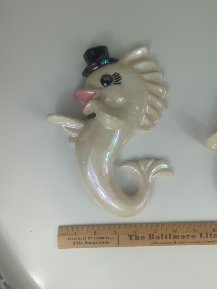 Vintage Anthropomorphic Dolphin Kitschy Bathroom Fish Wall hanging mid
