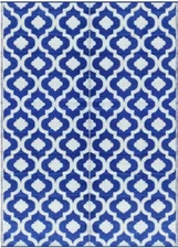 B-USA6'x9' Indoor Outdoor Rugs Patio RV Camping Mat Blue reversible used-Display