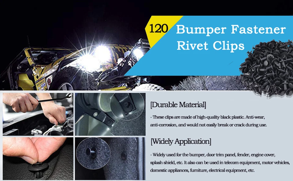 120 piezas 8 mm clips de parachoques retenedor auto coche plástico remaches sujetador guardabarros empuje  Foto 3 de 4