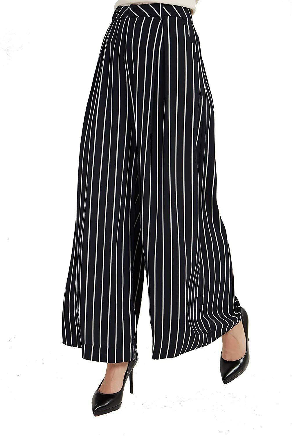 Tronjori Women High Waist Casual Wide Leg Long Palazzo Pants Trousers  Regular Si | eBay