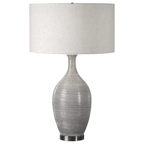 Uttermost Dinah Ceramic and Iron Table Lamp in Textured Gray and Beige - Picture 3 of 6