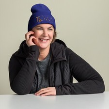 Capricorn in the Stars Knit Beanie - Cozy Knit Hat Royal Blue