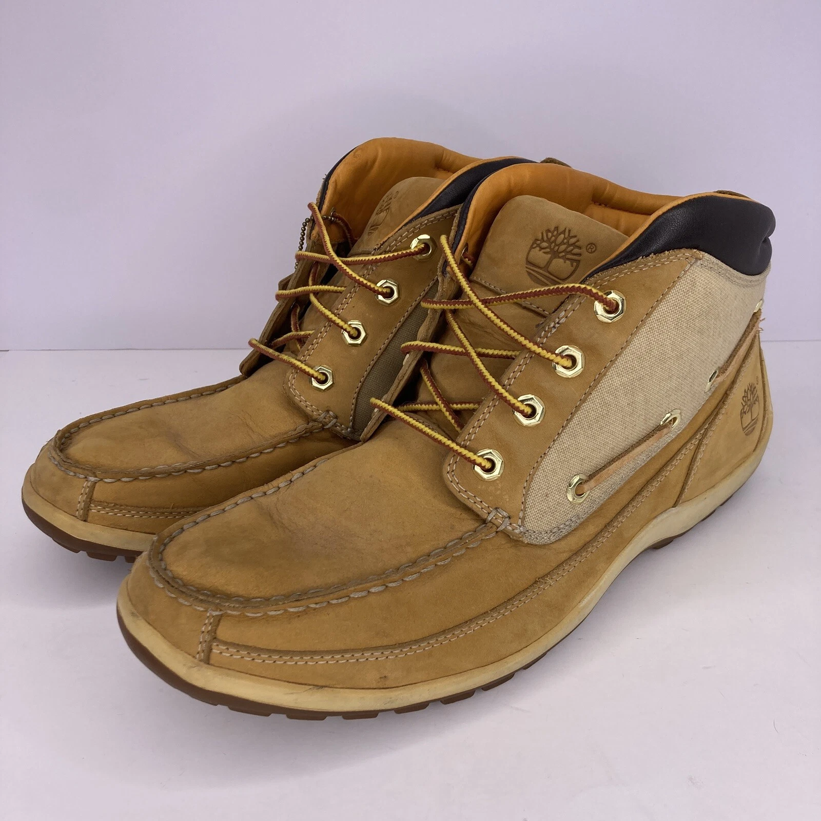 Timberland Uomo Taglia 13 M Robusti Street Moc Toe Nubuck Chukka Stivali Bassi Marrone