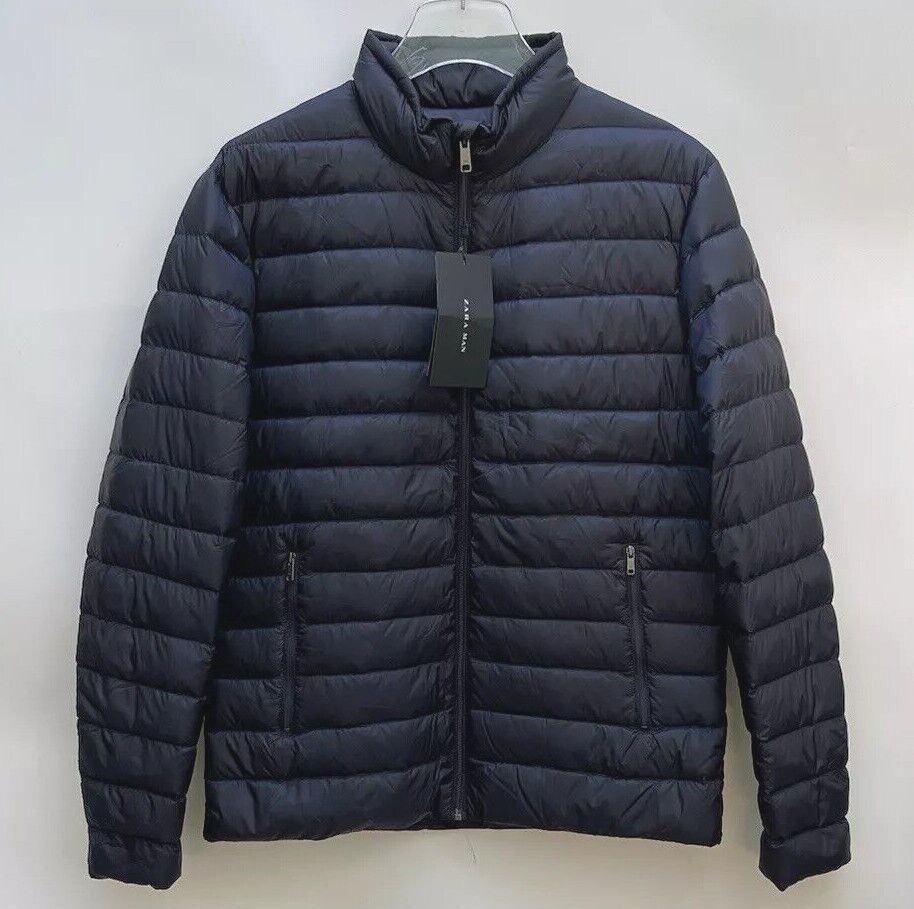 Zara Mens Blue Down Puffer Jacket Lightweight Size M XL RRP £59.99 image 3