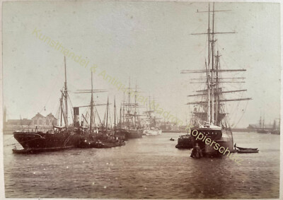 orig. Foto Fotografie um 1880 Hafen Schiffe Amsterdam Segelschiff 14,5x19cm