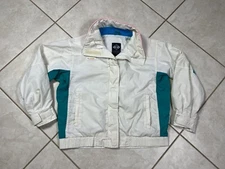 Columbia Bugaboo Womens Ski Jacket Nylon Retro Outdoor Full Zip White Green Sz M