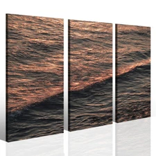 3 Modern Paintings on Canvas Sun Kissed Waves Modern Prints Furniture