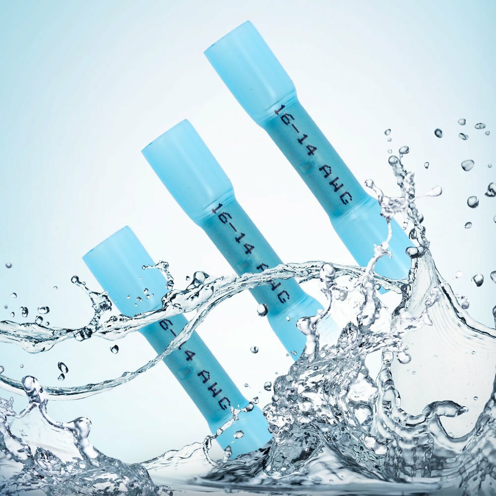 1000pcs Blue AWG Heat Shrink Butt Wire Connectors Crimp Terminals 14-16 Gauge US