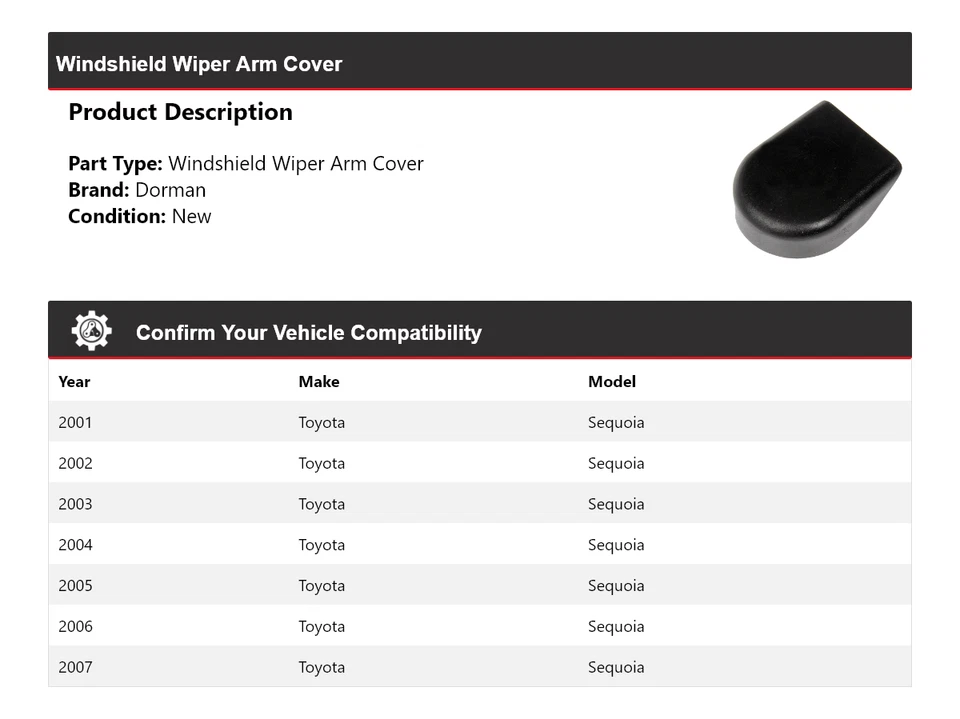 Крышка рычага стеклоочистителя ветрового стекла для Toyota Sequoia Dorman 2001-2007 годов выпуска 2002 2003 2004 годов выпуска - Изображение 2 из 4