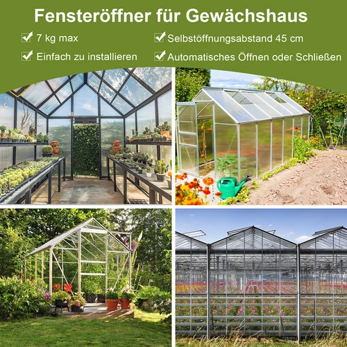 2x Abridor de ventana automático Ventilador de techo Cama temprana Elevalunas Invernadero 7 kg - Imagen 7 de 11